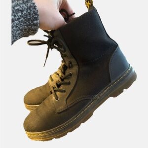 Dr Marten Black Lace-Up Canvas Boots